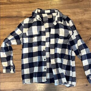 L.L. Bean Navy and White Plaid Men's Flannel